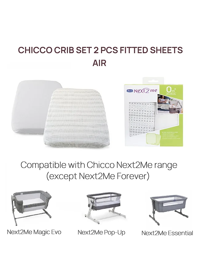 Chicco Crib Set 2 Pcs Fitted Sheets For Next2Me Air/Magic, Air