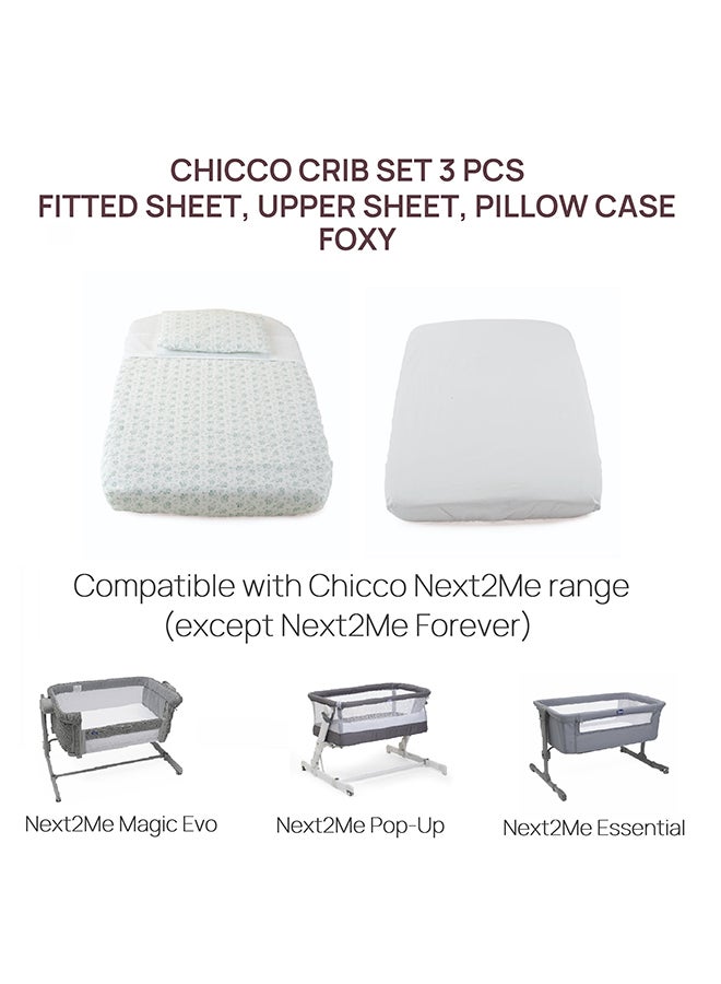 Chicco Duvet Cover Set 3 Pcs (Fitted Sheet, Duvet Cover, Pillow Case) For Next2Me Air/Magic, Foxy  - Image 4