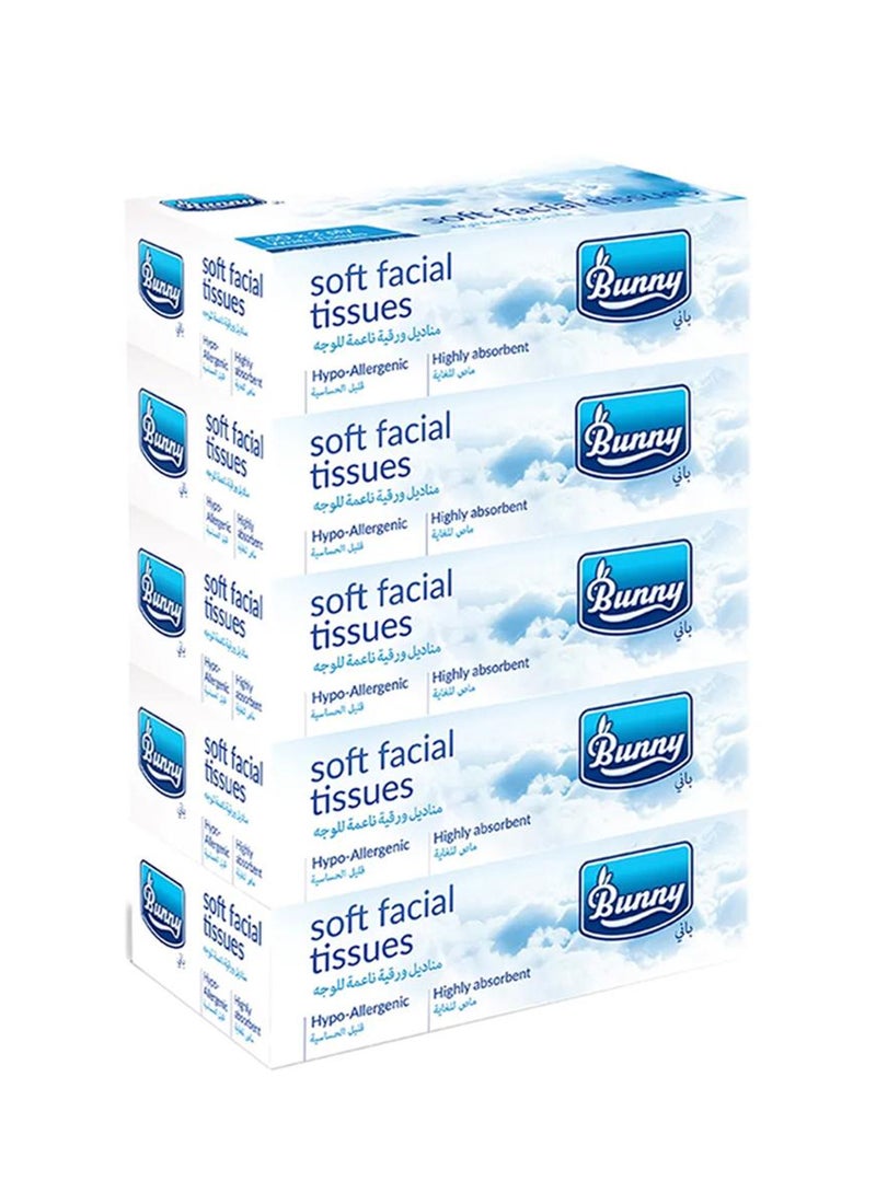 باني مناديل وجه، طبقتين، 150 قطعة، عبوة من 5