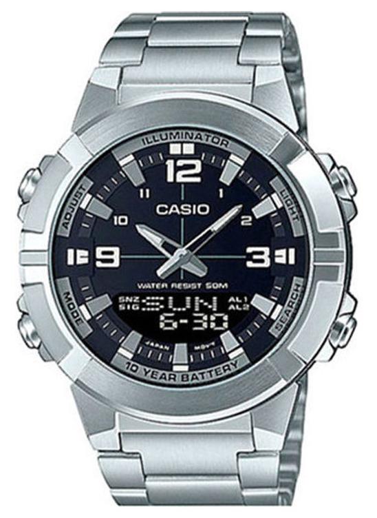 كاسيو ساعة يد بعقارب طراز AMW-870D-1AVDF - 44 مم - فضي للرجال - Image 1