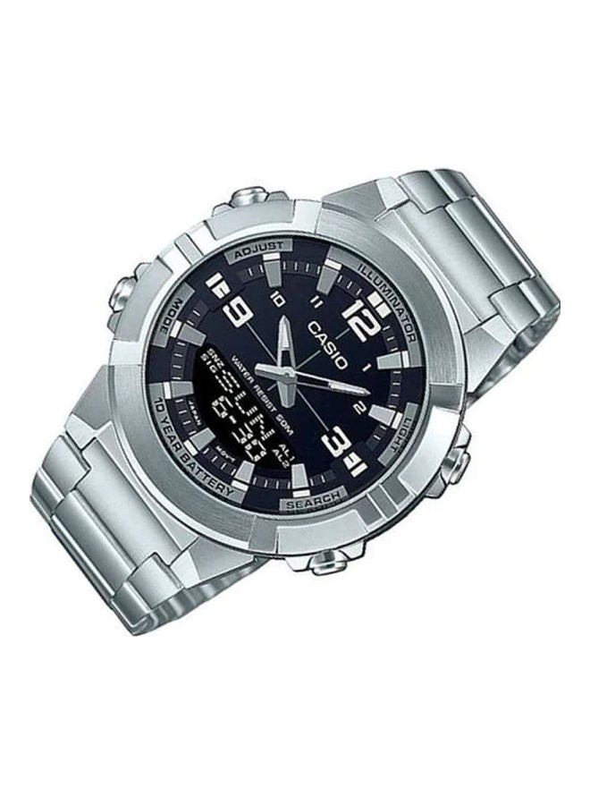 كاسيو ساعة يد بعقارب طراز AMW-870D-1AVDF - 44 مم - فضي للرجال - Image 2