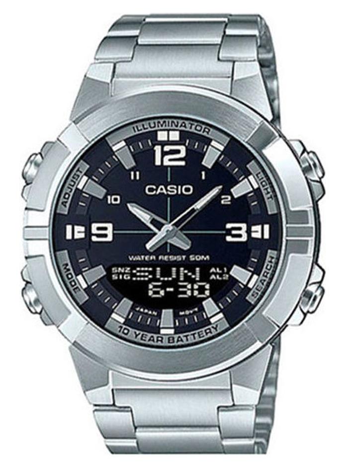 كاسيو ساعة يد بعقارب طراز AMW-870D-1AVDF - 44 مم - فضي للرجال - Image 1