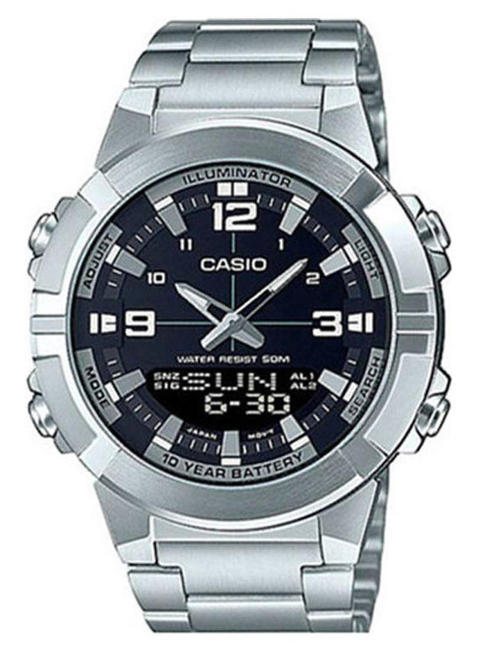 كاسيو ساعة يد بعقارب طراز AMW-870D-1AVDF - 44 مم - فضي للرجال - Image 1