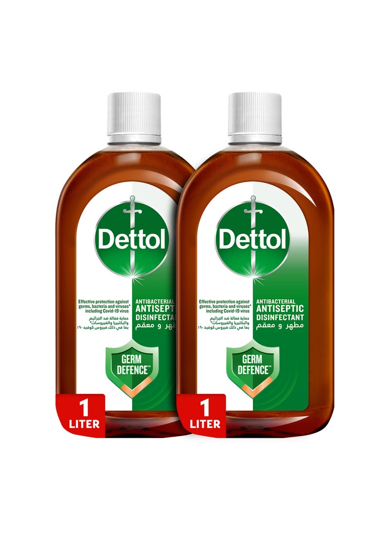 Dettol Anti Bacterial Antiseptic Disinfectant Liquid, Pack Of 2 Multicolour 1000ml 