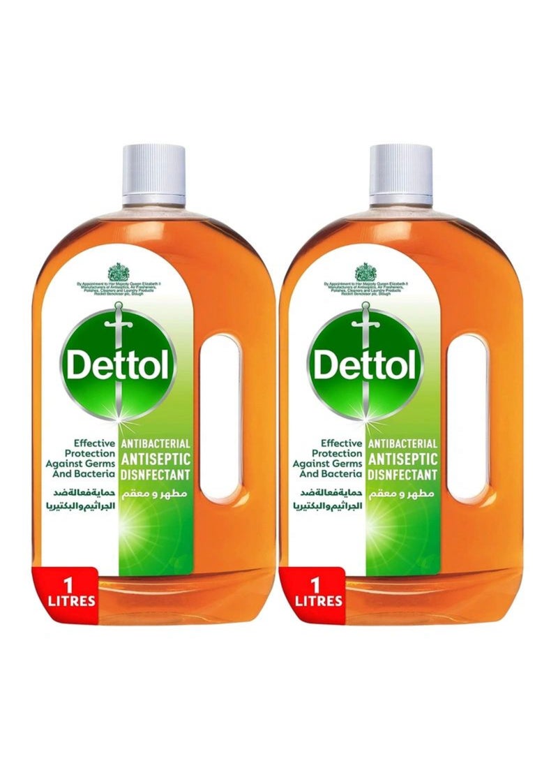 Dettol Anti Bacterial Antiseptic Disinfectant Liquid, Pack Of 2 Multicolour 1000ml