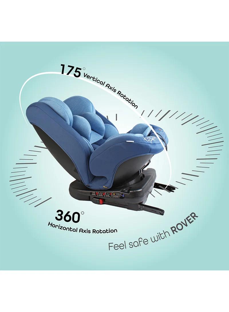 Moon Rover 360° Baby Car Seat – Group 0+/1/2/3 Convertible Travel Seat (0m–12y), Rear Facing 0–12m, Forward Facing 9m–12y, Safety Harness – Blue