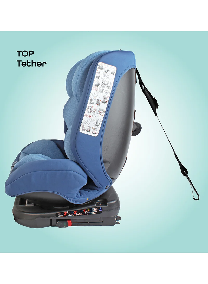 Moon Rover 360° Baby Car Seat – Group 0+/1/2/3 Convertible Travel Seat (0m–12y), Rear Facing 0–12m, Forward Facing 9m–12y, Safety Harness – Blue