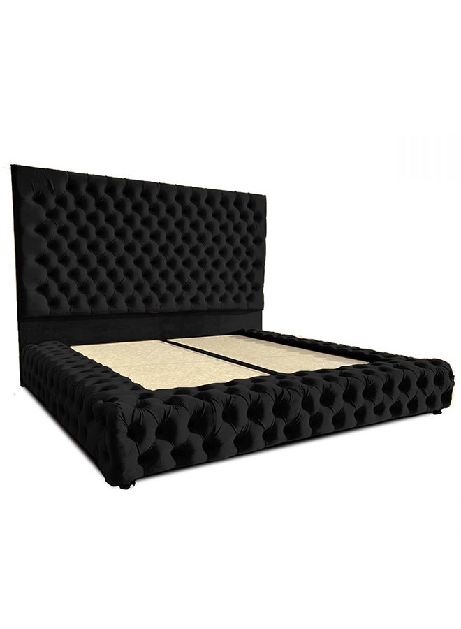 REGAL IN HOUSE Valencia Velvet Bed Frame Black 200x200cm  - Image 2