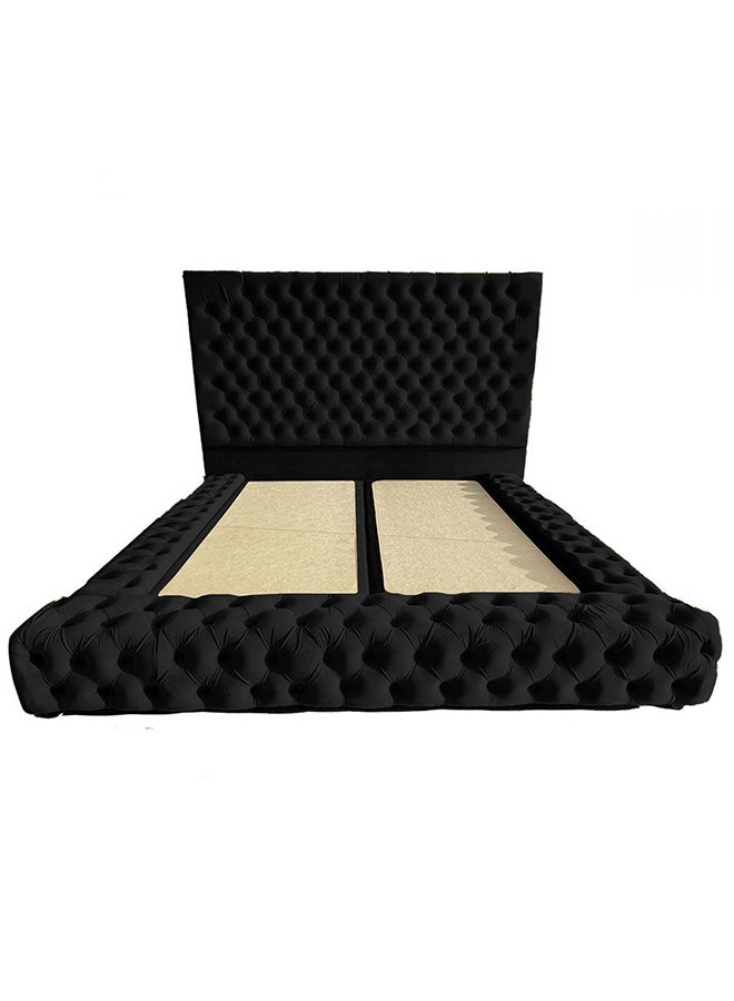 REGAL IN HOUSE Valencia Velvet Bed Frame Black 200x200cm  - Image 1