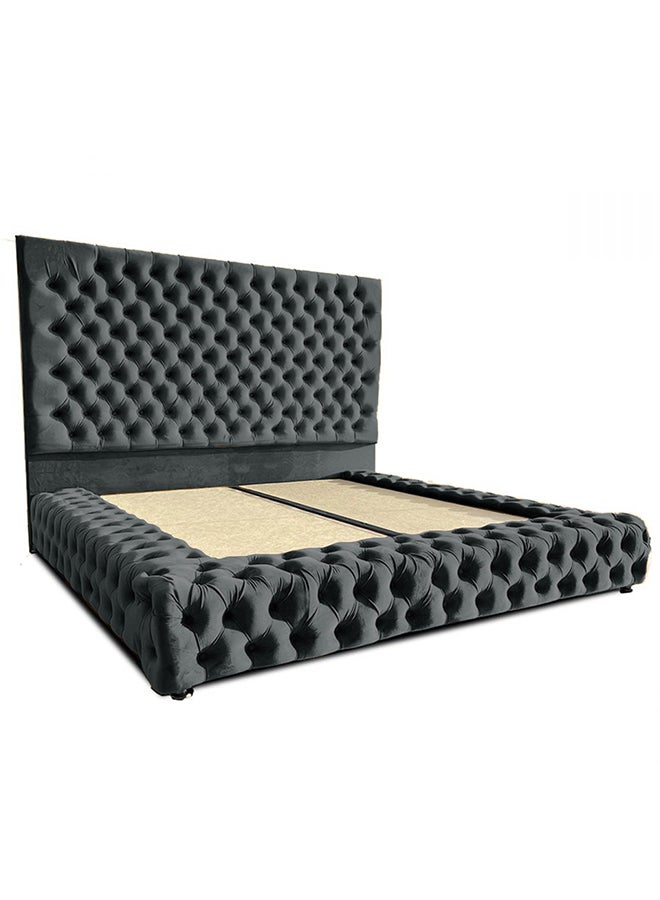 REGAL IN HOUSE Valencia Velvet Bed Frame Dark Grey 200x200cm  - Image 2