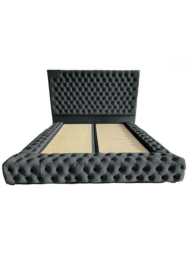 REGAL IN HOUSE Valencia Velvet Bed Frame Dark Grey 200x200cm  - Image 1