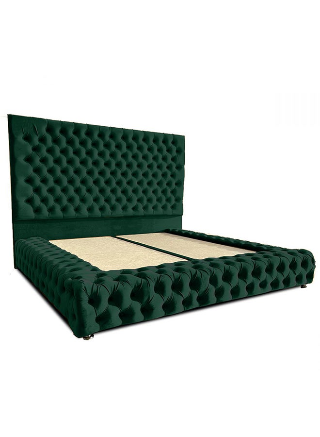 REGAL IN HOUSE Valencia Velvet Bed Frame Dark Green 200x200cm  - Image 2