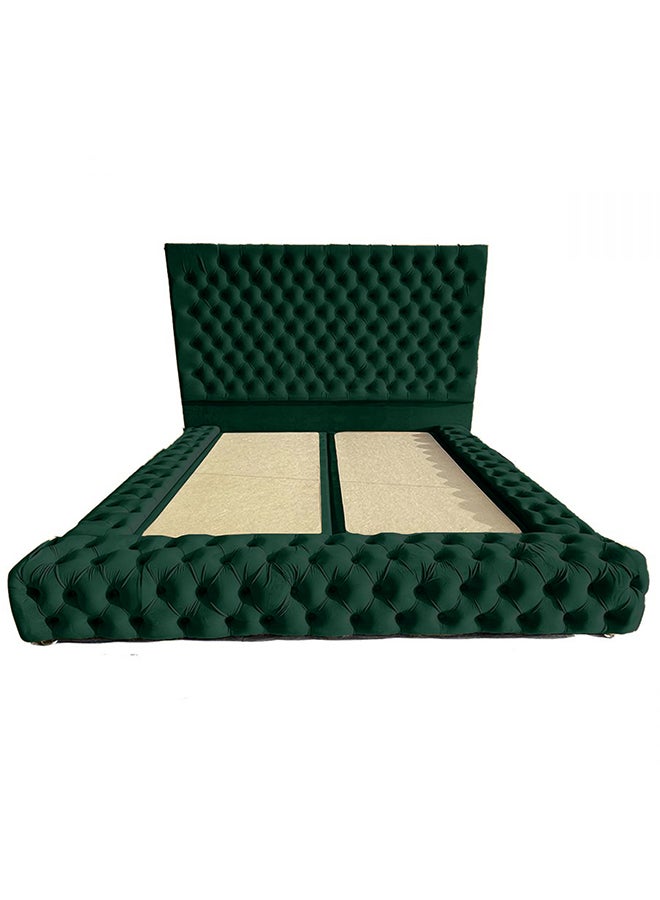 REGAL IN HOUSE Valencia Velvet Bed Frame Dark Green 200x200cm  - Image 1