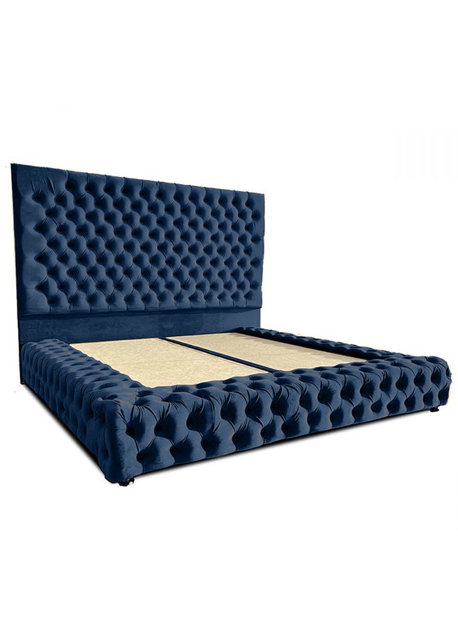 REGAL IN HOUSE Valencia Velvet Bed Frame Dark Blue 200x200cm  - Image 2