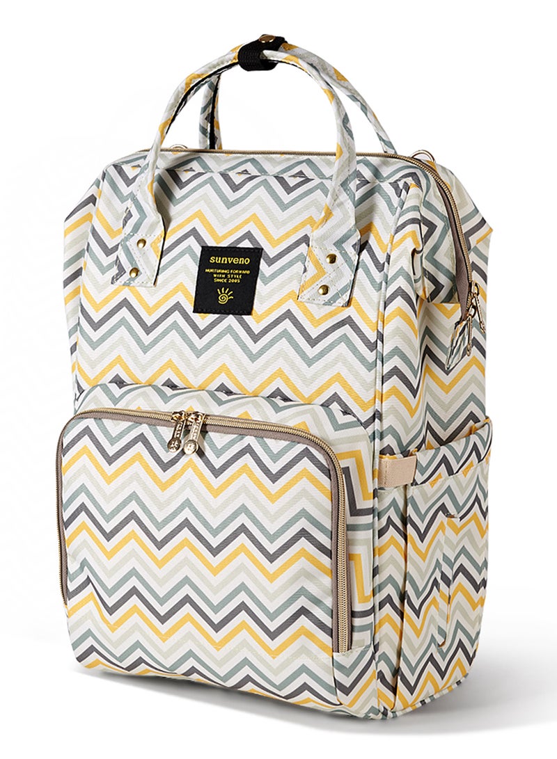 ليتيل ستوري سرير أطفال قابل للطي وساحة لعب، عربة أطفال ايكو لايت، حقيبة حفاضات متعددة الوظائف، مرتبة في الطابق الثاني، منظمات مخصصة، محطة تغيير قابلة للفصل، عجلات، حقيبة حمل، 0-36 شهر، أصفر مموج - Image 3