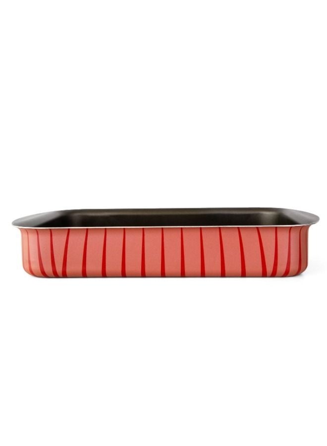 Bister Rectangle Baking Oven Tray 25x5.5cm Black/Red – Non-Stick Coated Metal Bakeware with Ribbed Exterior & Flat Bottom, High-Quality Oven-Safe Roasting Pan Red & Black 25cm - Image 4