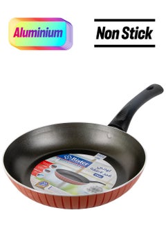 Bister Fry Pan| Made of High-Quality | Nonstick Fry Pan with Flat Bottom Suitable for Induction Cooker Halogon Oven and Gas Stove Red 28.0cm