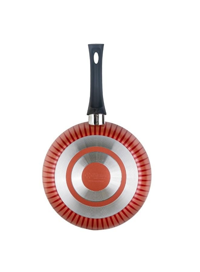 Bister Nonstick Frying Pan 28cm - Red & Black Flat Bottom Fry Pan Suitable for Induction, Halogen Oven & Gas Stove, High-Quality Cookware with Ergonomic Handle Red 28.0cm - Image 4