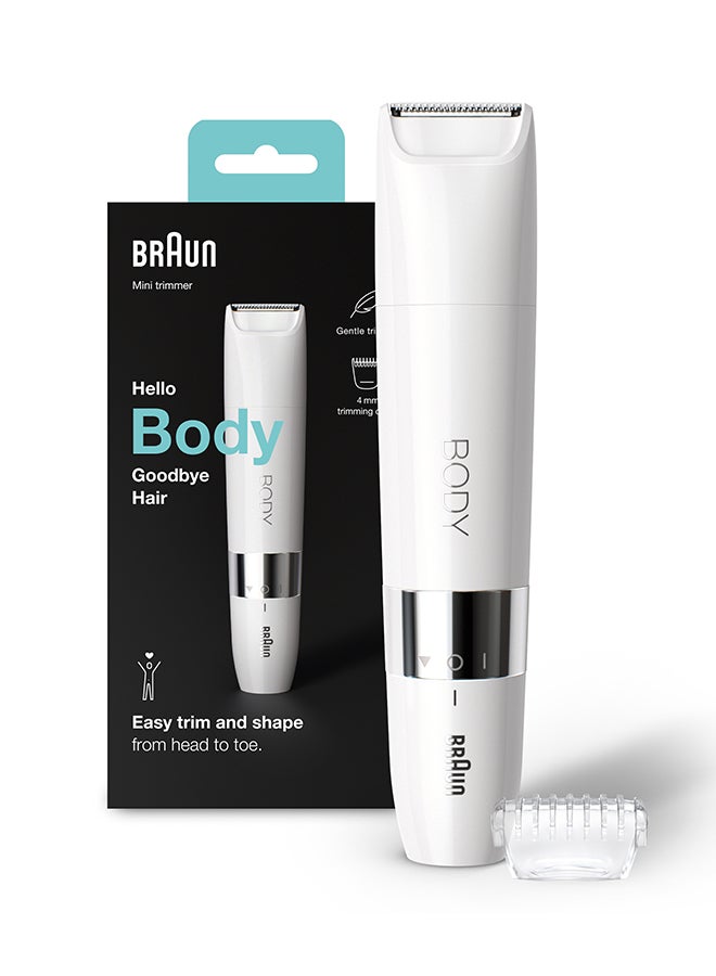 BRAUN Body Mini Trimmer Bs1000, Electric Body Hair Removal For Everybody, For On-The-Go White - BS 1000 - Image 1