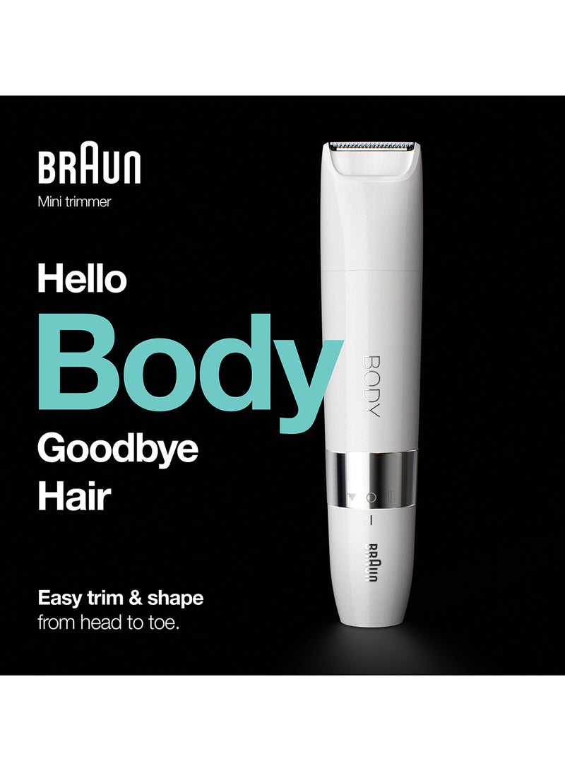 براون أداة تهذيب شعر الجسم الصغيرة براون BS1000 للاستخدام الجاف أو مع الماء مع مشط التهذيب، باللون الأبيض. أبيض - Image 3