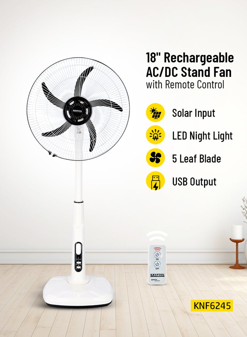 KRYPTON Stand Fan With Light 38 W KNF6245 White  - Image 2