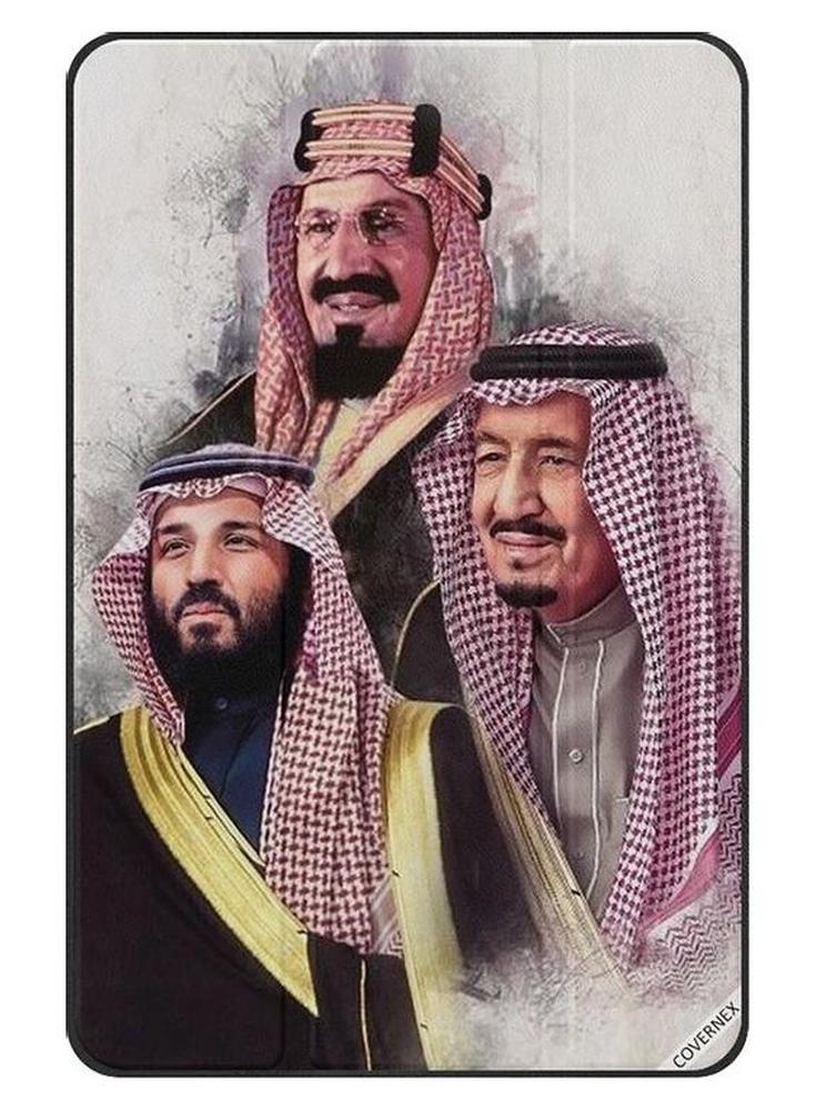 غطاء حماية واقٍ وقلاب بتصميم صورة لمحمد بن سلمان والملك سلمان والملك عبد الله لجهاز سامسونج جالاكسي تاب إيه T580/T585 متعدد الألوان