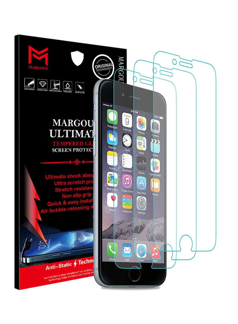 مارجون لاصقة حماية للشاشة من الزجاج لهاتف أبل آيفون 6s/6 - مجموعة من 3 قطع شفاف - Image 1