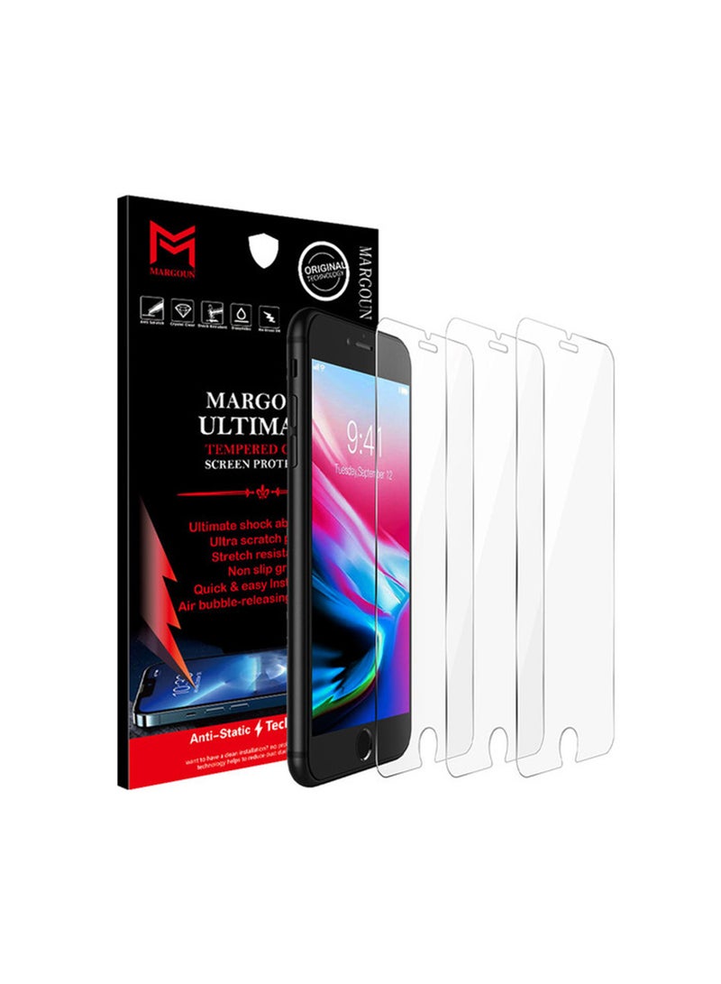 MARGOUN 3-Piece Protective Screen Glass for Apple iPhone 7 /8 Plus Clear - Image 1