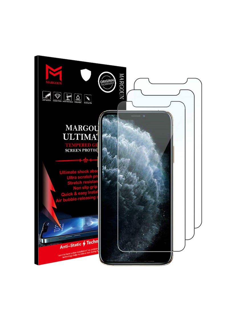 MARGOUN 3-Piece Protective Screen Glass for Apple iPhone XS Max Clear - Image 2
