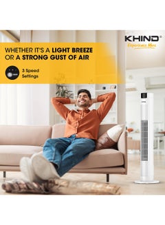 KHIND Tower Fan With Remote Control FD351R White  - Image 4
