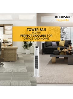 KHIND Tower Fan With Remote Control FD351R White  - Image 2
