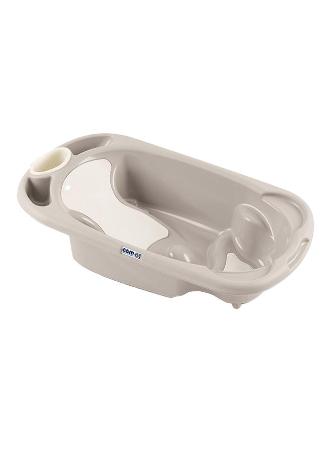 cam Baby Bagno Bath Tub - Brown , Bathtime For Baby, Soap And Sponge Trays, Shower Accessory, Support Feet, Plug To Drain The Water, From 0 To 12 Months, Made In Italy - Image 1