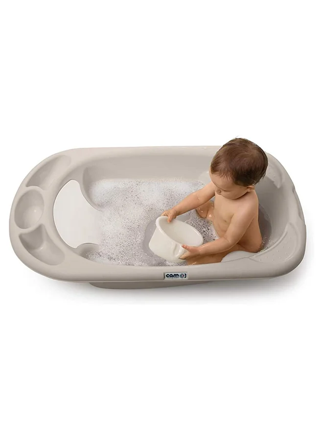 Cam Baby Bagno Bath Tub - Brown , Bathtime For Baby, Soap And Sponge Trays, Shower Accessory, Support Feet, Plug To Drain The Water, From 0 To 12 Months, Made In Italy
