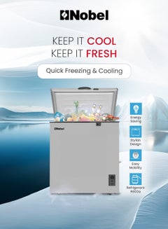 Nobel 150L Gross Capacity Single Door Chest Freezer, R600a Refrigerant, Aluminum Inner Liner, Adjustable Thermostat, Outside Condenser, Roll Wheels, Energy Efficient Cooling Solution 220 W NCF171RH Silver  - Image 4