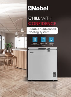 Nobel 150L Gross Capacity Single Door Chest Freezer, R600a Refrigerant, Aluminum Inner Liner, Adjustable Thermostat, Outside Condenser, Roll Wheels, Energy Efficient Cooling Solution 220 W NCF171RH Silver  - Image 2