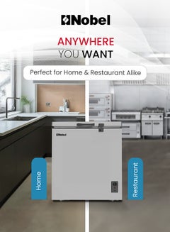 Nobel 150L Gross Capacity Single Door Chest Freezer, R600a Refrigerant, Aluminum Inner Liner, Adjustable Thermostat, Outside Condenser, Roll Wheels, Energy Efficient Cooling Solution 220 W NCF171RH Silver  - Image 3