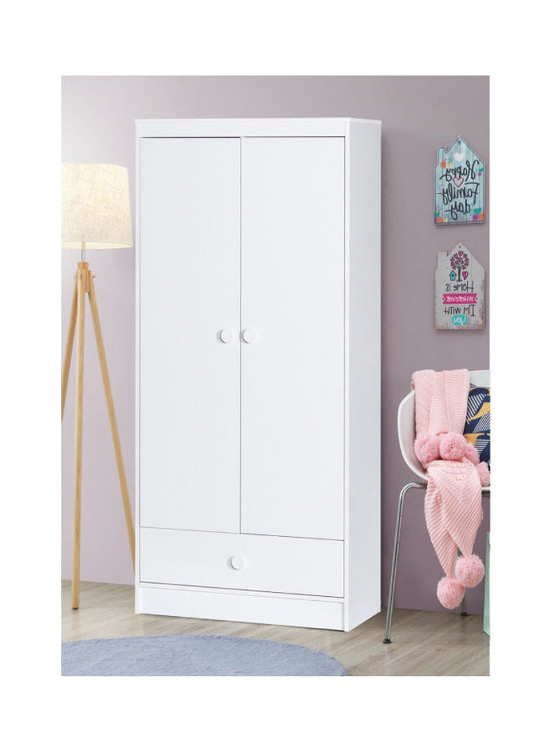 Home Box 2-Door Vanilla Wardrobe With Drawer White 80x180cm - Image 1