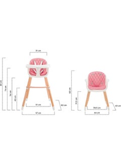 Kinderkraft Highchair Sienna, Baby Chair, Ergonomic, Easy To Clean, Wooden Legs, Non - Slip Pads, Removable Tray, For Toddler, From 6 Month To 5 Years, Pink  - Image 3