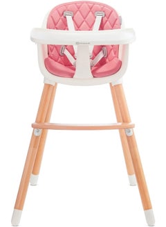 Kinderkraft Highchair Sienna, Baby Chair, Ergonomic, Easy To Clean, Wooden Legs, Non - Slip Pads, Removable Tray, For Toddler, From 6 Month To 5 Years, Pink  - Image 4