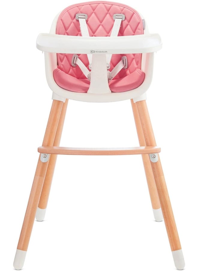 كيندركرافت كرسي أطفال مريح وسهل التنظيف بأرجل خشبية ووسادات مانعة للانزلاق وصينية قابلة للإزالة للأطفال حديثي المشي، من 6 أشهر إلى 5 سنوات، لون وردي - Image 4