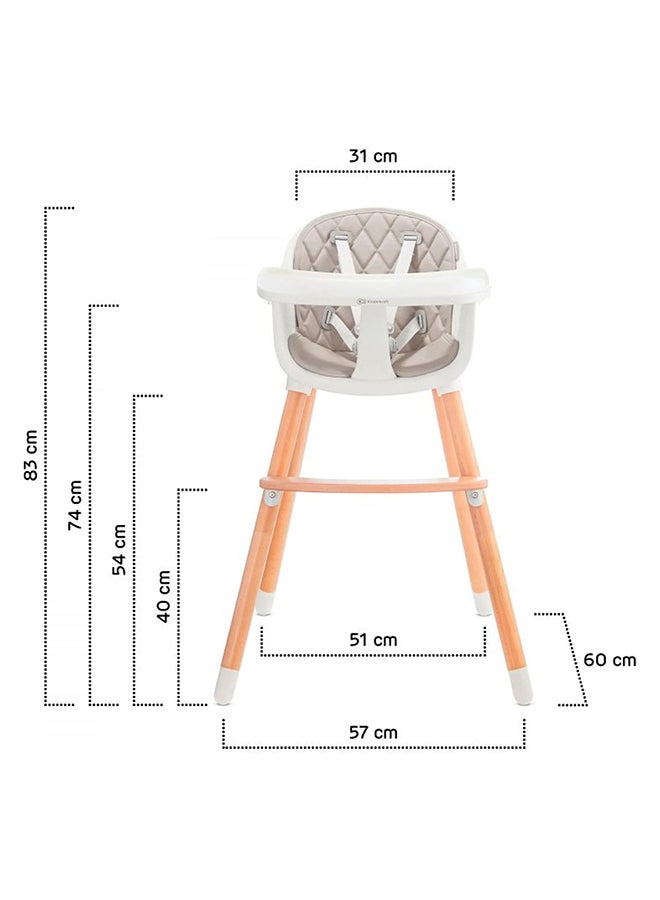 كيندركرافت كرسي مرتفع سيينا، كرسي أطفال، مريح، سهل التنظيف، أرجل خشبية، وسادات مانعة للانزلاق، صينية قابلة للإزالة، للأطفال الصغار، من 6 أشهر إلى 5 سنوات، رمادي - Image 2
