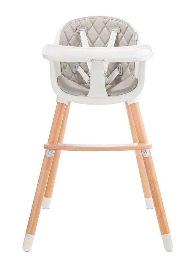 كيندركرافت كرسي مرتفع سيينا، كرسي أطفال، مريح، سهل التنظيف، أرجل خشبية، وسادات مانعة للانزلاق، صينية قابلة للإزالة، للأطفال الصغار، من 6 أشهر إلى 5 سنوات، رمادي - Image 4