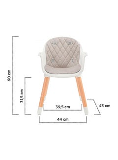 Kinderkraft Highchair Sienna, Baby Chair, Ergonomic, Easy To Clean, Wooden Legs, Non - Slip Pads, Removable Tray, For Toddler, From 6 Month To 5 Years, Grey  - Image 3