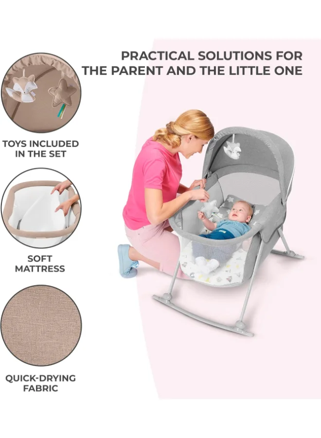 كيندركرافت Baby Crib 3 - In - 1 Lovi With Adjustable Canopy And Accessories For Newborn, 0 - 9, Beige
