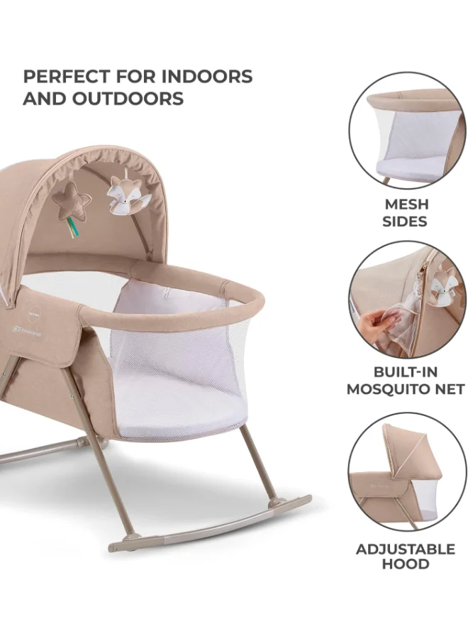 كيندركرافت Baby Crib 3 - In - 1 Lovi With Adjustable Canopy And Accessories For Newborn, 0 - 9, Beige