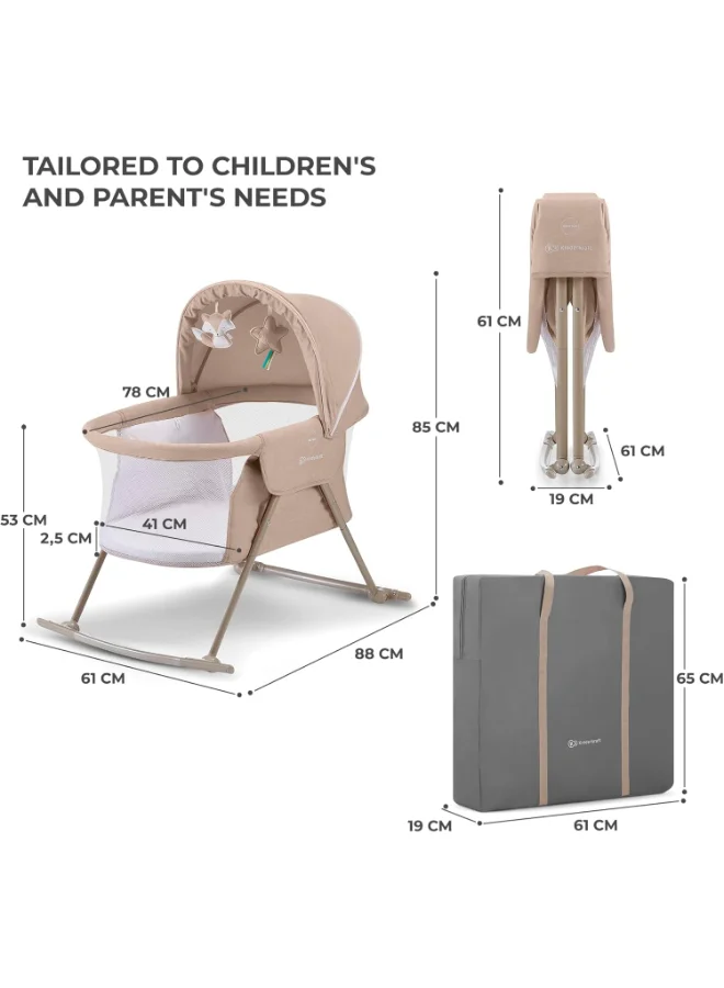 كيندركرافت Baby Crib 3 - In - 1 Lovi With Adjustable Canopy And Accessories For Newborn, 0 - 9, Beige