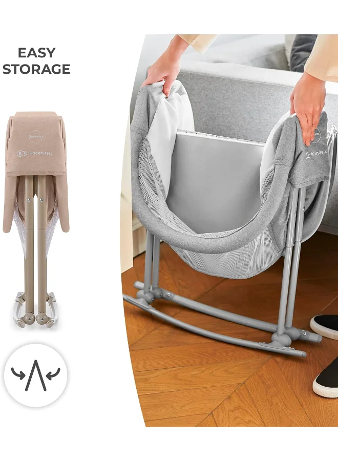 كيندركرافت Baby Crib 3 - In - 1 Lovi With Adjustable Canopy And Accessories For Newborn, 0 - 9, Beige
