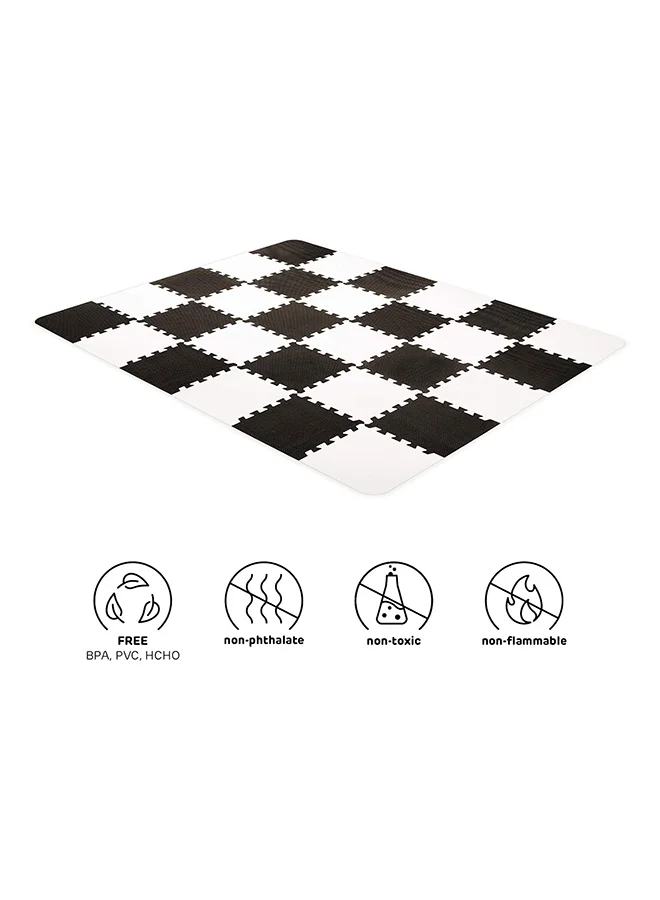 Kinderkraft Puzzle Play Mat Luno, Educational Playmat, Soft Foam Floor, Waterproof, Easy To Clean, No Harmful Substances, Foldable, For Kids Baby, 150X180 Cm, 30 Pieces, Bag In Set, White, Black