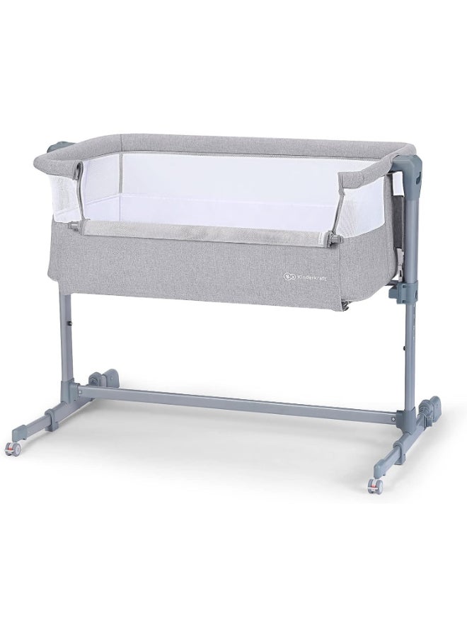 Bedside Crib Neste Air, Travel Cot, Co - Sleeping Bed, Ajustable Height, Sidewalls With Airy Mesh, Transport Wheels, With Accessories, Cotton Sheet, For Newborn, Up To 6 Month, Grey - pnsku/N47531399A/45/_/1734417303/68ded058-d9ac-47bc-8826-04e632732796