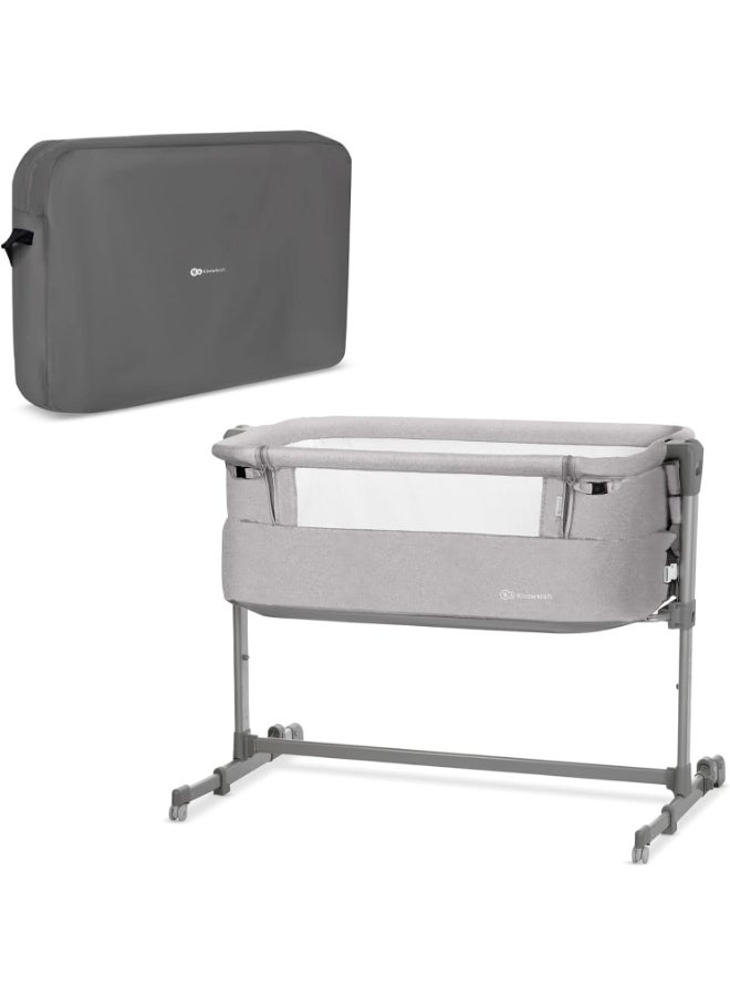 Kinderkraft Bedside Crib Neste Up, Travel Cot, Sleeping Bed, Ajustable Height, Foldable Side Wall, Transport Wheels With Accessories, Cotton Sheet For Newborn 0 To 9 Kg, Up To 6 Month - Grey - pnsku/N47531403A/45/_/1734417284/8fceaadc-7a21-449d-80b9-9cec53c0dabe